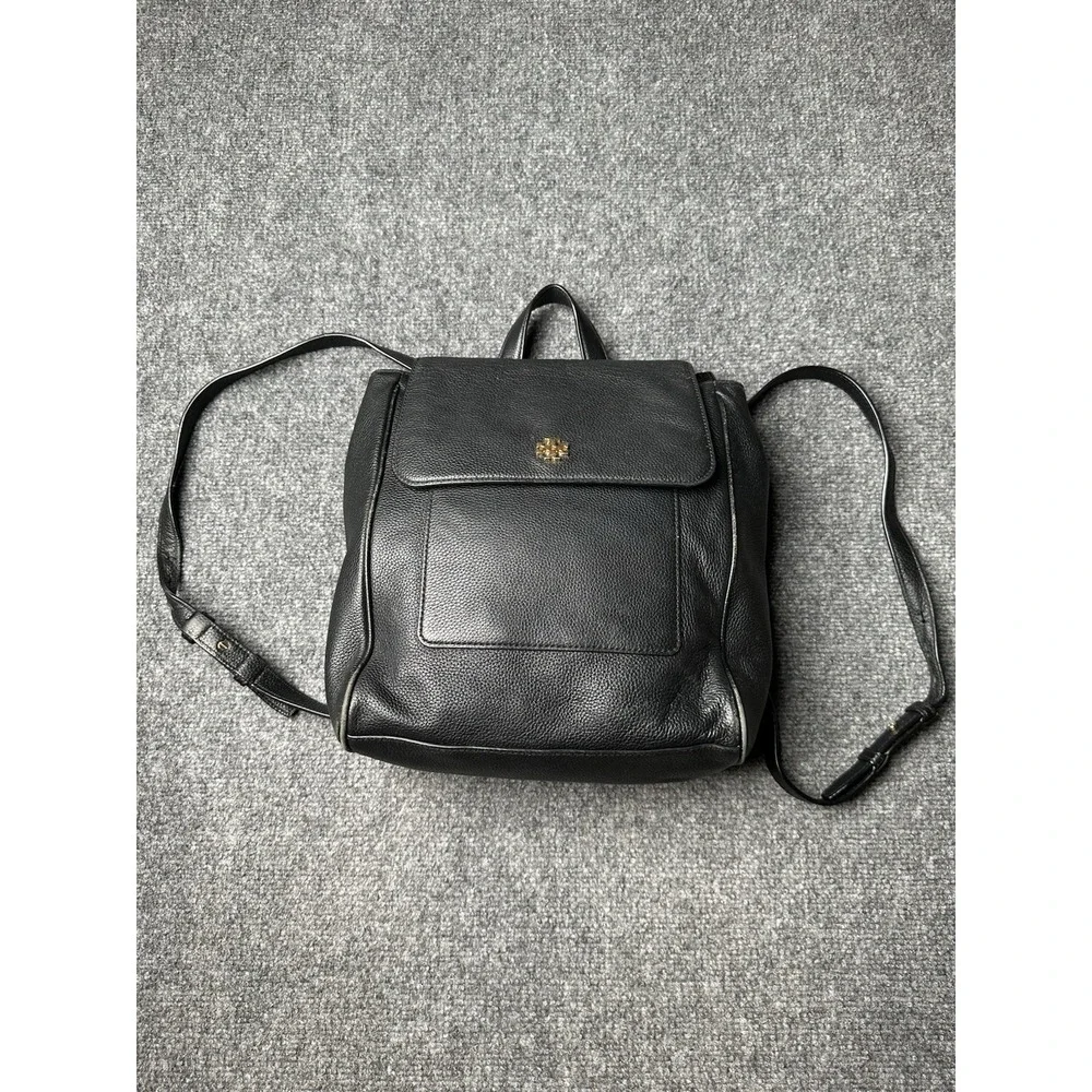 Womens Leather Tory Burch Black Backpack Shoulder‎ Bag, Size One Size